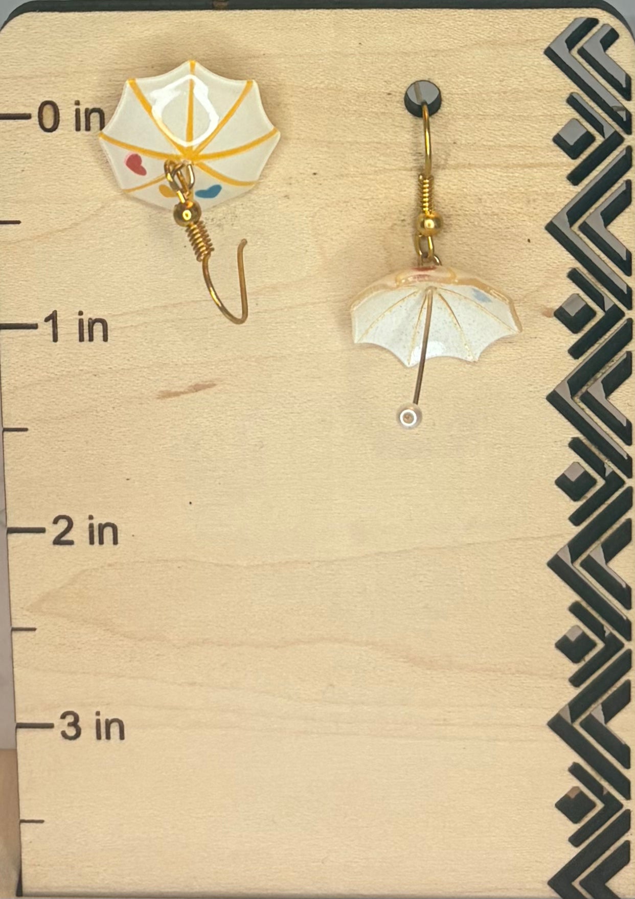 Gold-Plated Glass Umbrella Earrings | Whimsical Rainy Day Jewelry | Unique Statement Earrings | Handmade Gift