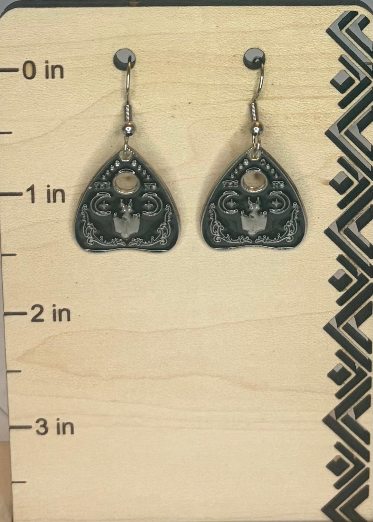 Black Planchette Earrings | Stainless Steel Gothic Earrings | Occult Jewelry | Witchy Statement Earrings | Alternative Gift