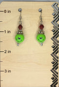 Grinch Earrings | Christmas Jewelry | Grinch Bead & Red Crystal Earrings | Stainless Steel Ear Wires | Holiday Gift