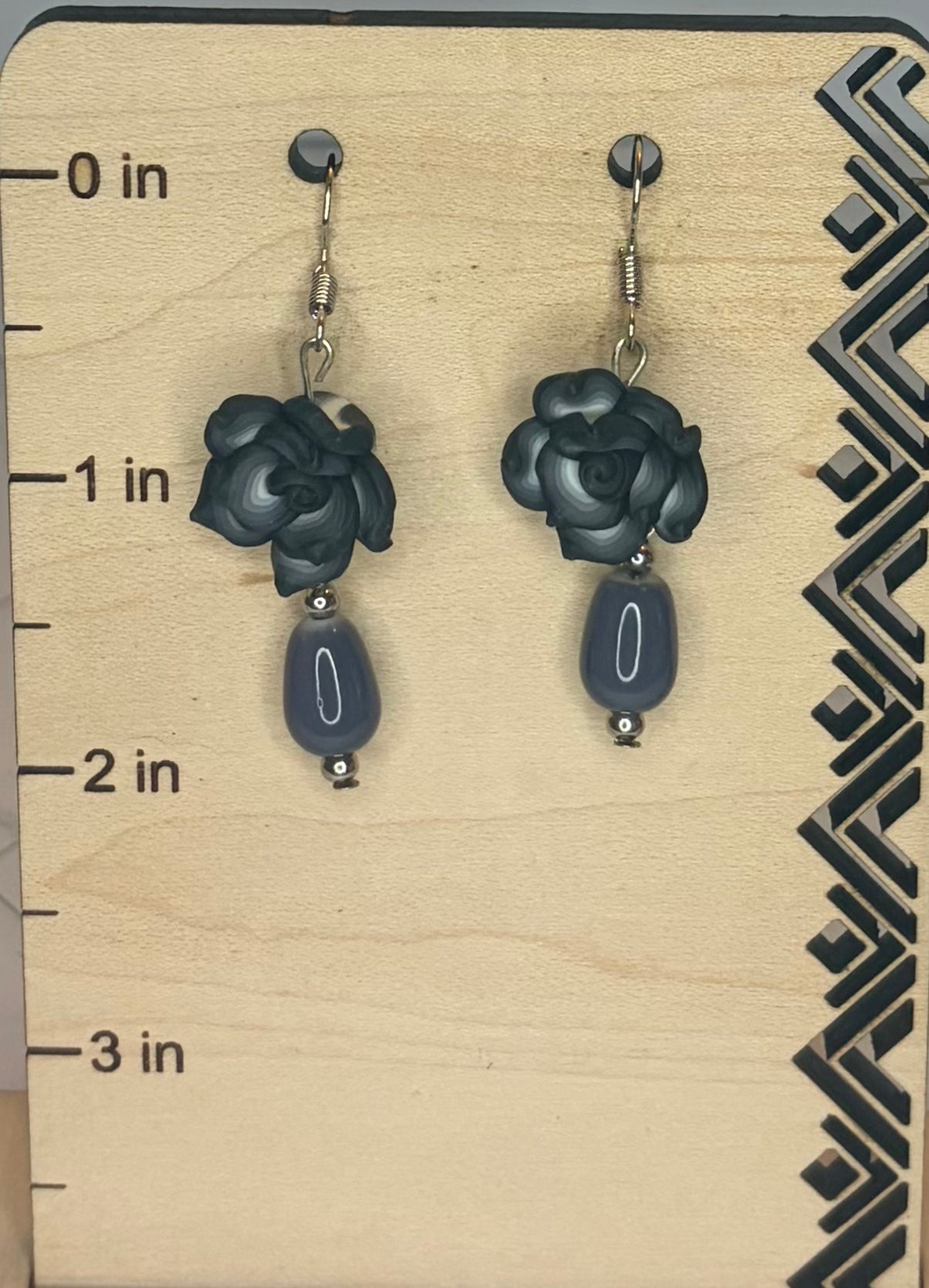 Purple & Black Flower Earrings | Handmade Clay Jewelry | Stainless Steel Earrings | Floral Statement Jewelry | Unique Gift