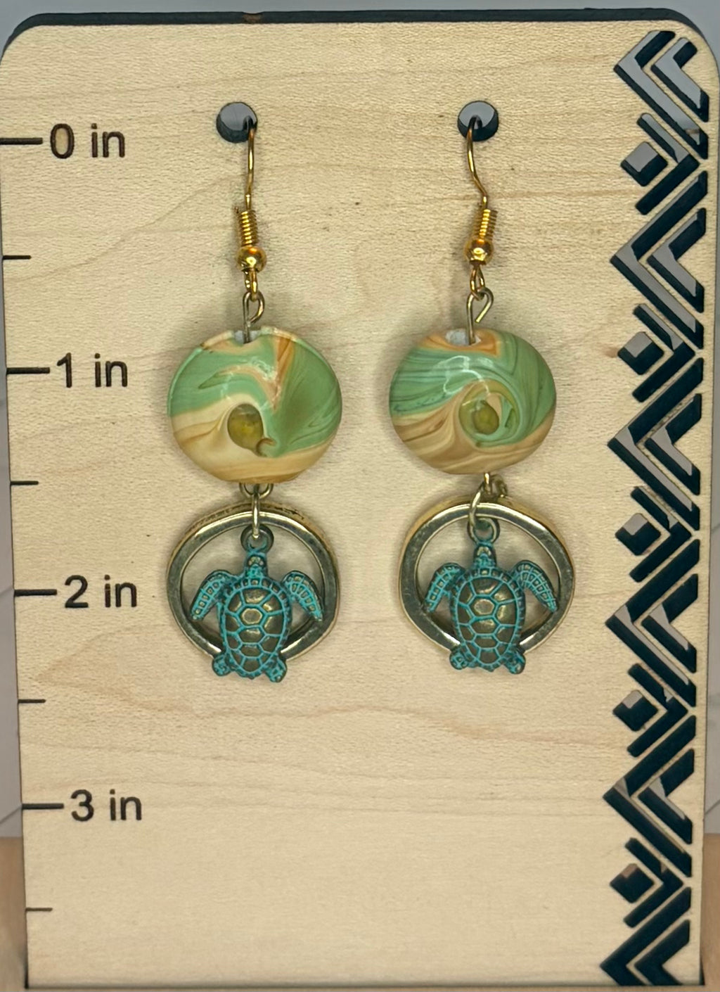 Gold Stainless Steel Ocean Glass Bead Earrings | Coastal Jewelry | Sea Glass Inspired Dangle Earrings