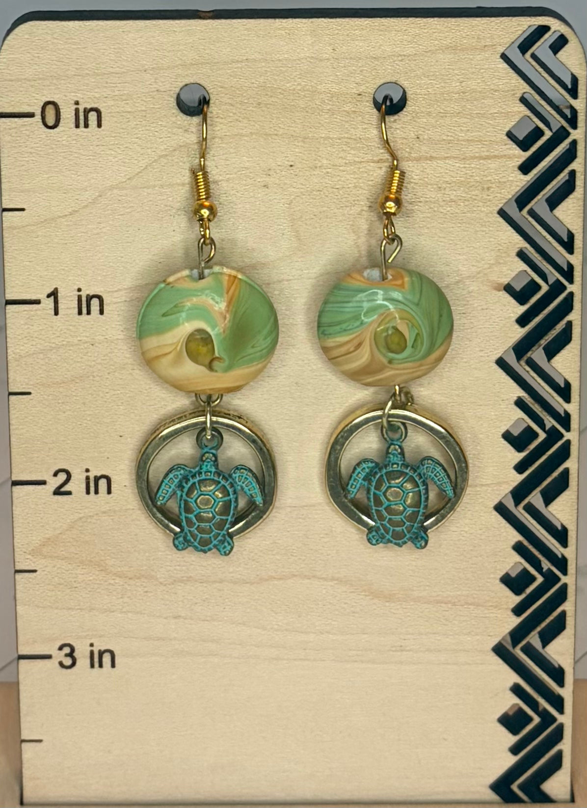 Gold Stainless Steel Ocean Glass Bead Earrings | Coastal Jewelry | Sea Glass Inspired Dangle Earrings