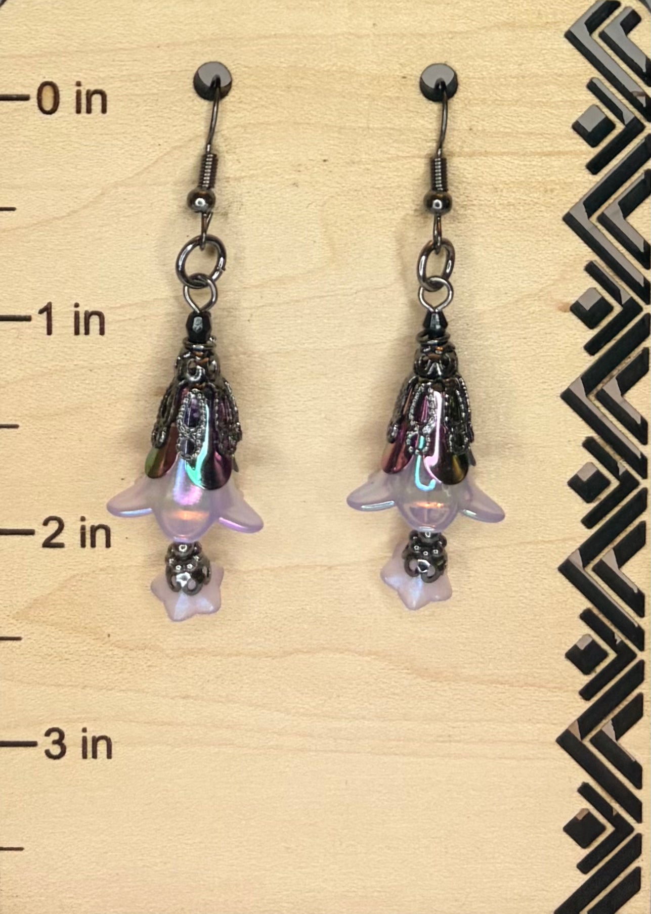 Purple Frosted Flower & Gunmetal Earrings | Handmade Statement Earrings | Purple Floral Jewelry | Gift for Her