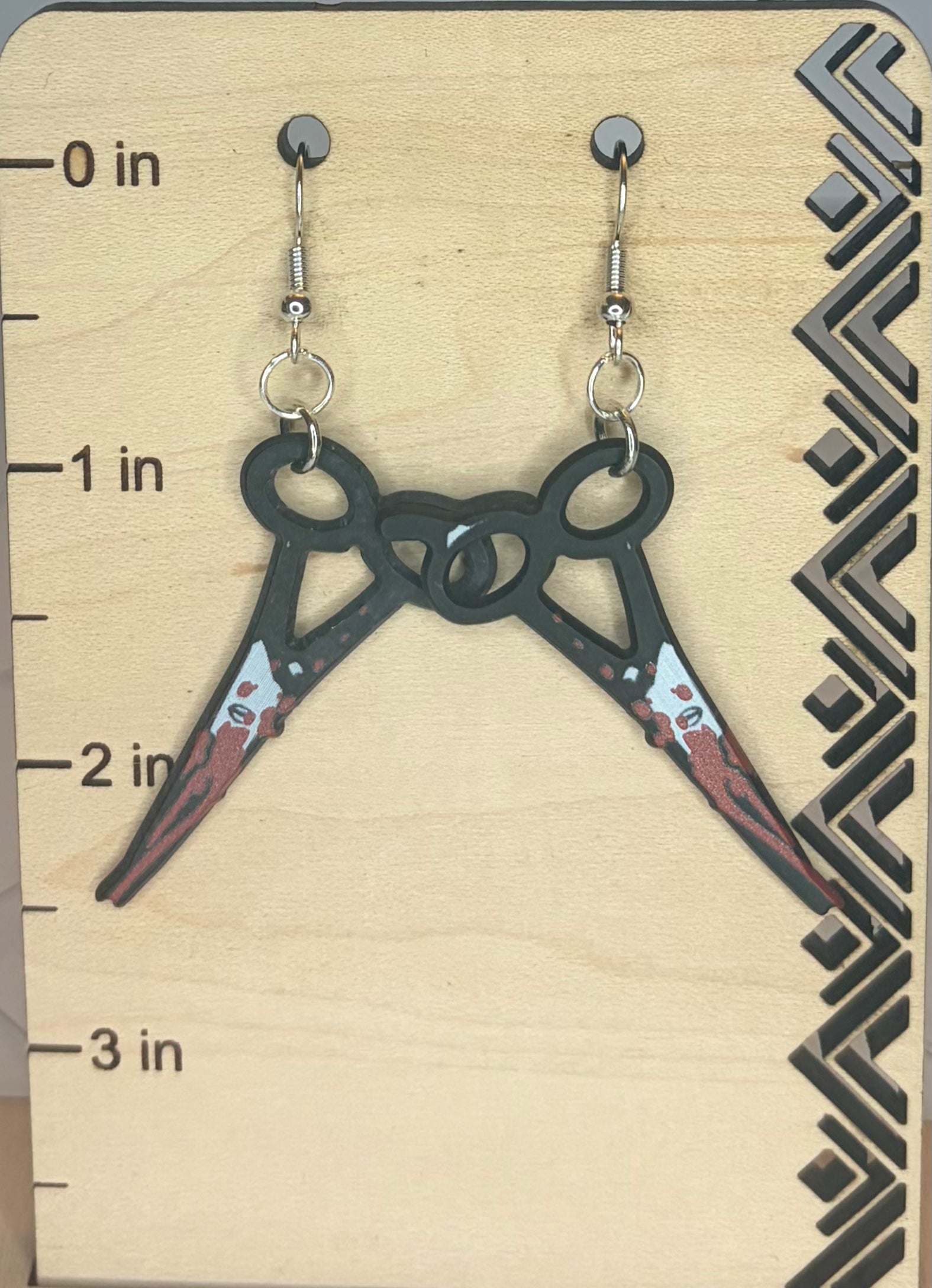 Bloody Horror Cutting Tool Earrings | Gothic Horror Jewelry | Spooky Statement Earrings | Halloween Gift