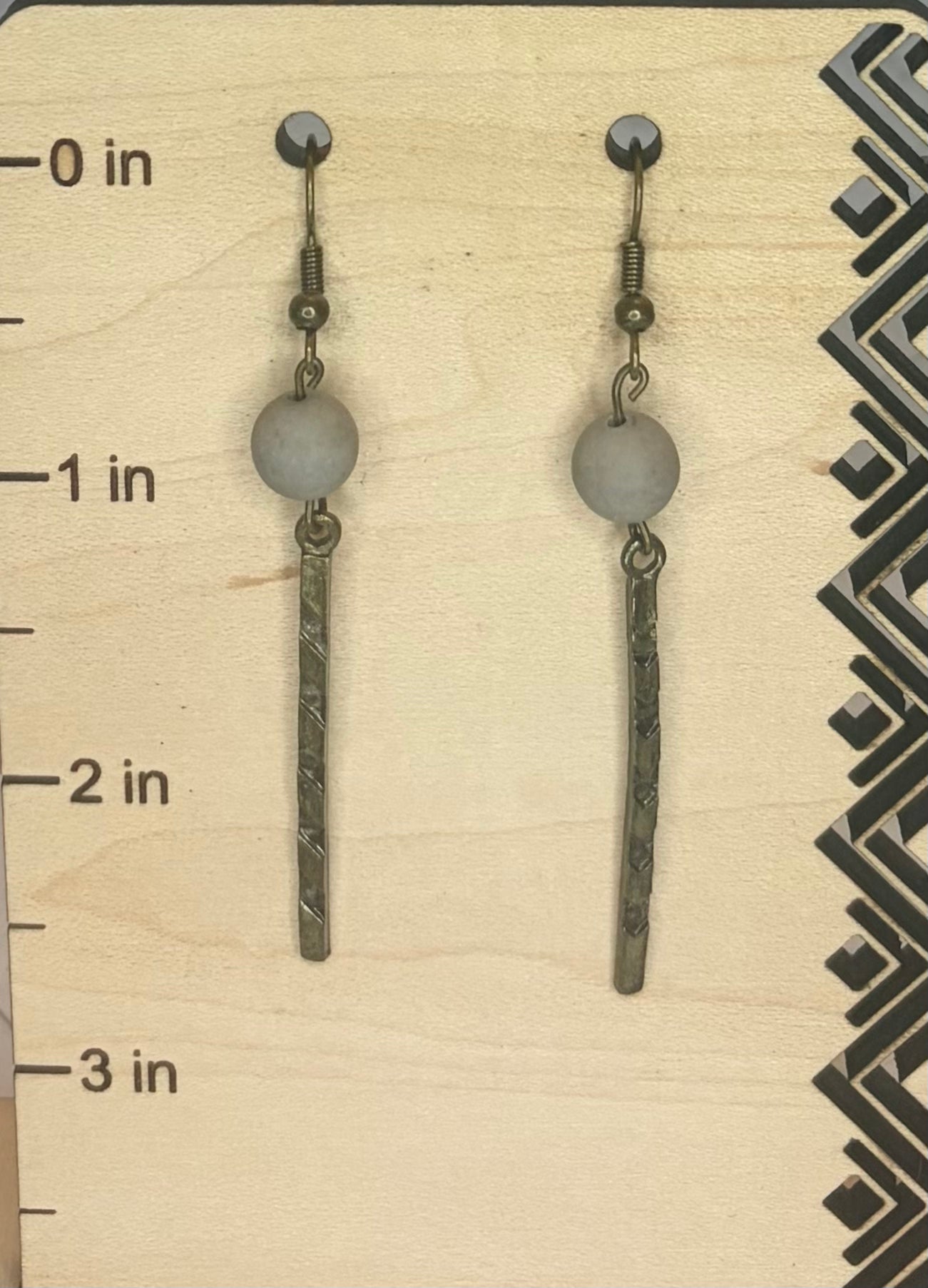 Antique Bronze & Gray Bead Earrings | Vintage-Inspired Statement Jewelry | Boho Dangle Earrings | Rustic Everyday Earrings