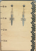 Triple Moon Goddess Athame Earrings | Silver & Stainless Steel | Witchy Gothic Jewelry | Mystical Statement Earrings