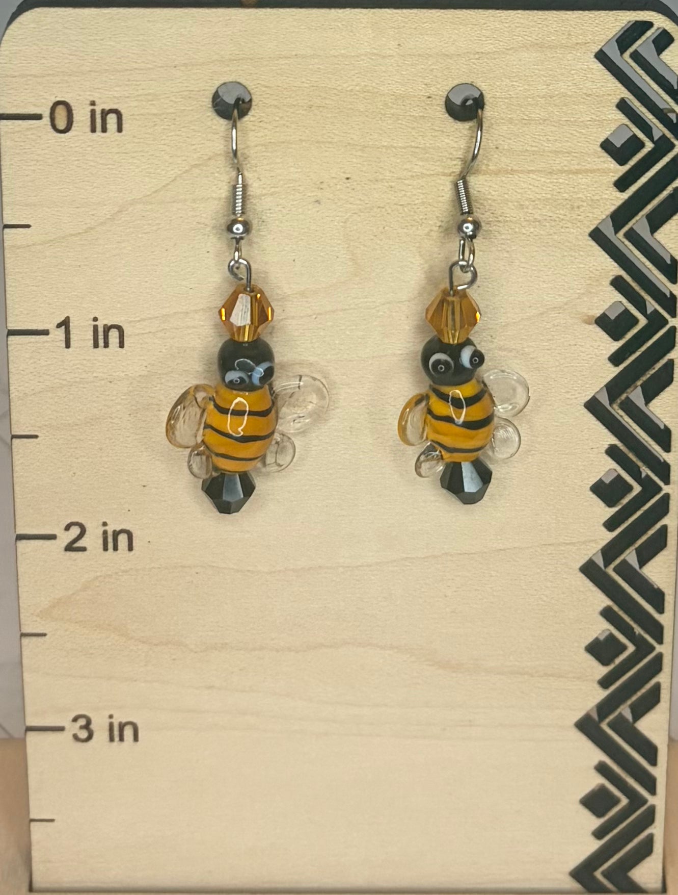 Glass & Stainless Steel Bee Earrings