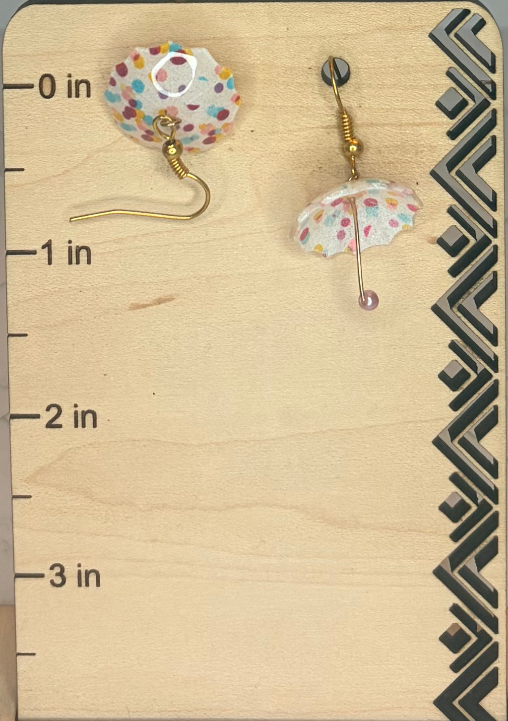 Gold-Plated Glass Umbrella Earrings | Whimsical Rainy Day Jewelry | Unique Statement Earrings | Handmade Gift