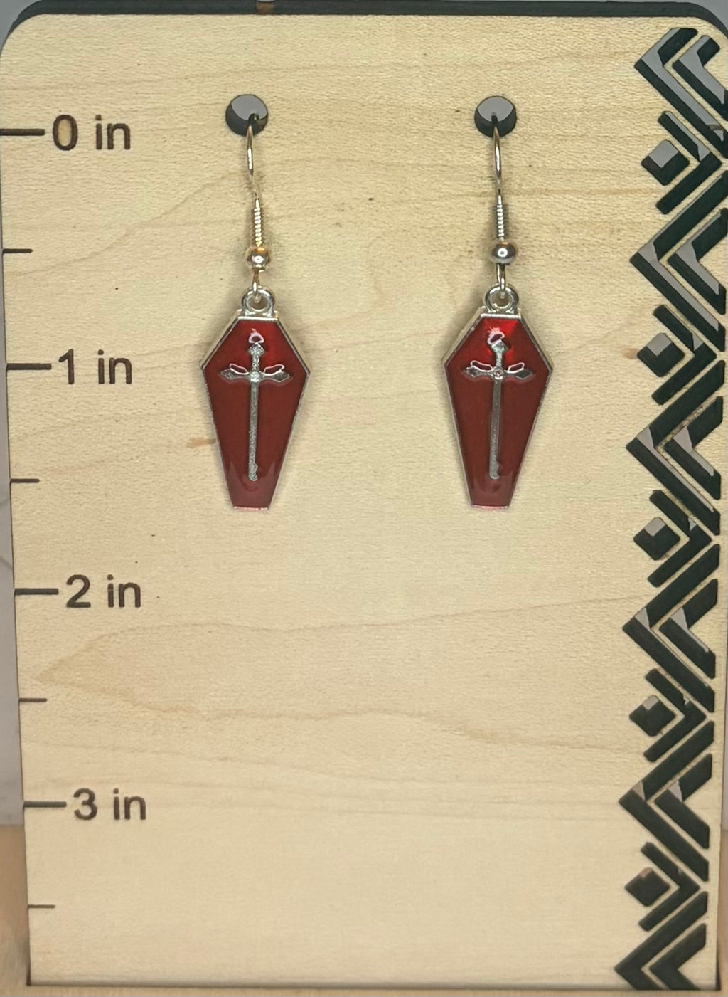 Silver & Stainless Steel Coffin Earrings | Gothic Drop Earrings | Spooky Jewelry | Alternative Earrings | Halloween Gift