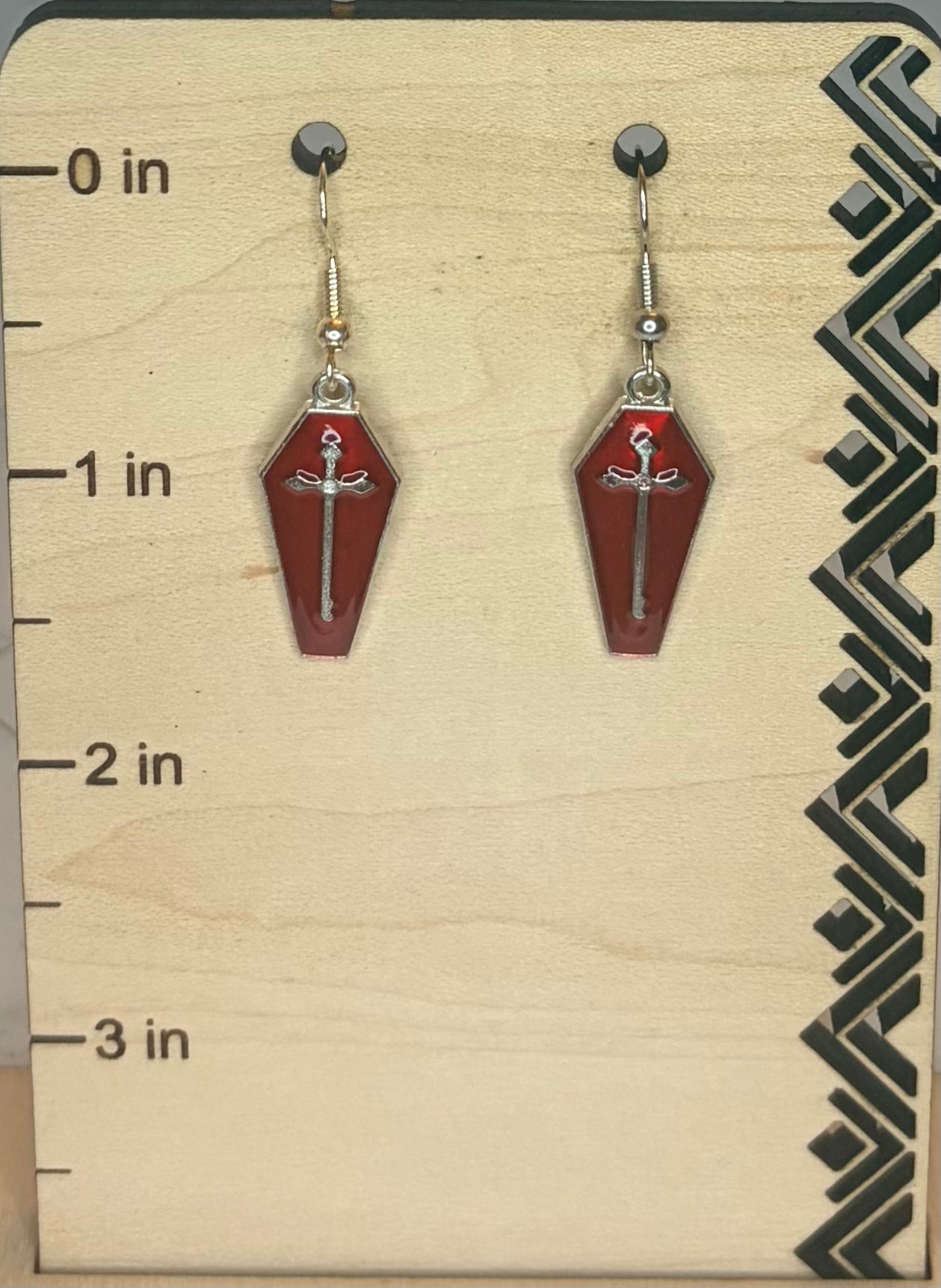 Silver & Stainless Steel Coffin Earrings | Gothic Drop Earrings | Spooky Jewelry | Alternative Earrings | Halloween Gift