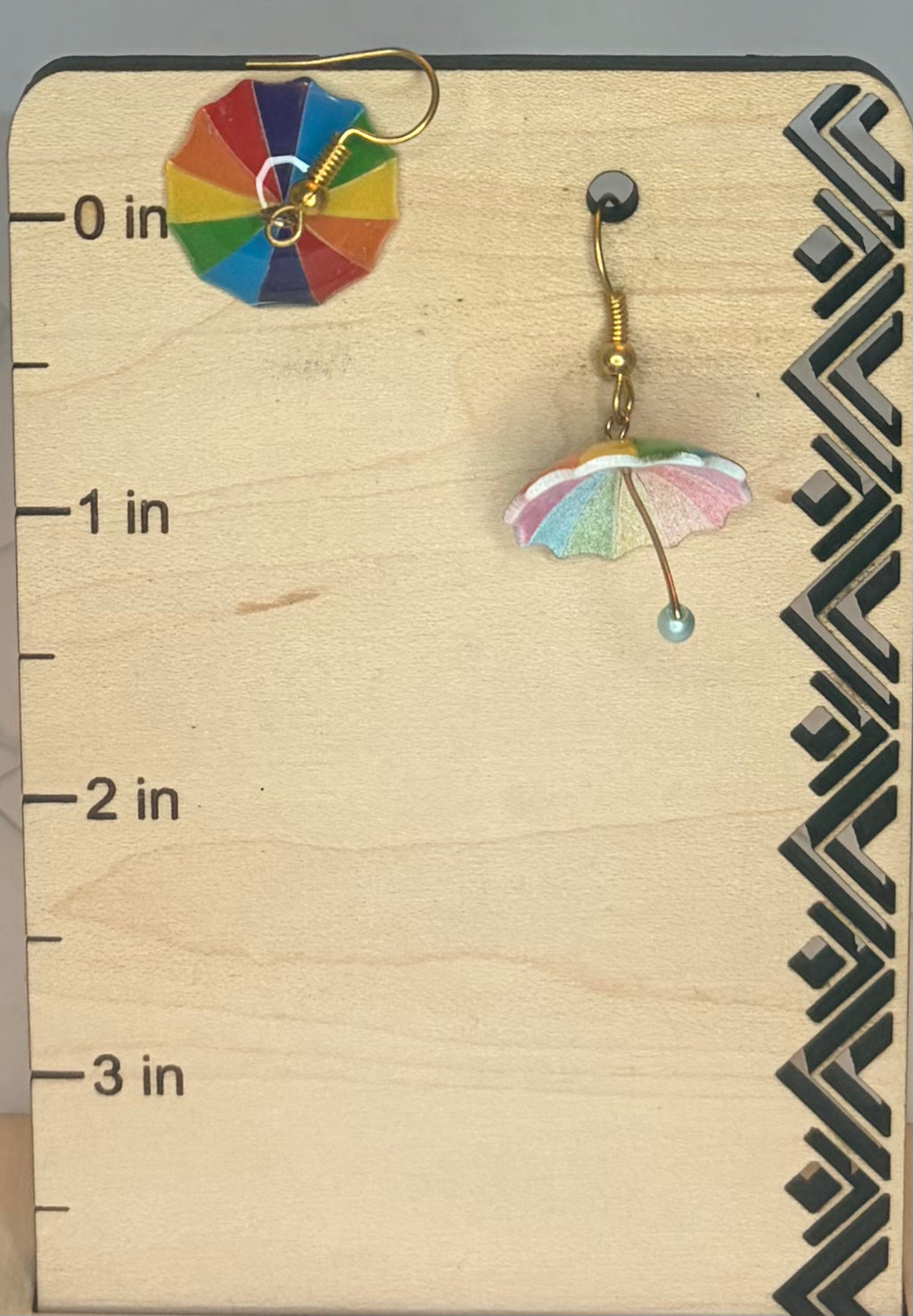Gold-Plated Glass Umbrella Earrings | Whimsical Rainy Day Jewelry | Unique Statement Earrings | Handmade Gift