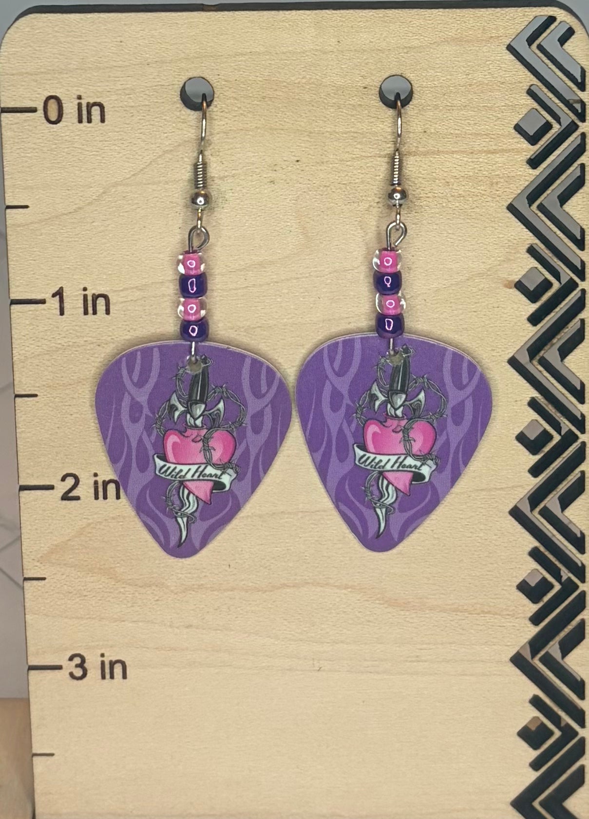 Beaded Guitar Pick Earrings | Stainless Steel Jewelry | Music Lover Gift | Guitar Player Earrings | Rock & Roll Style
