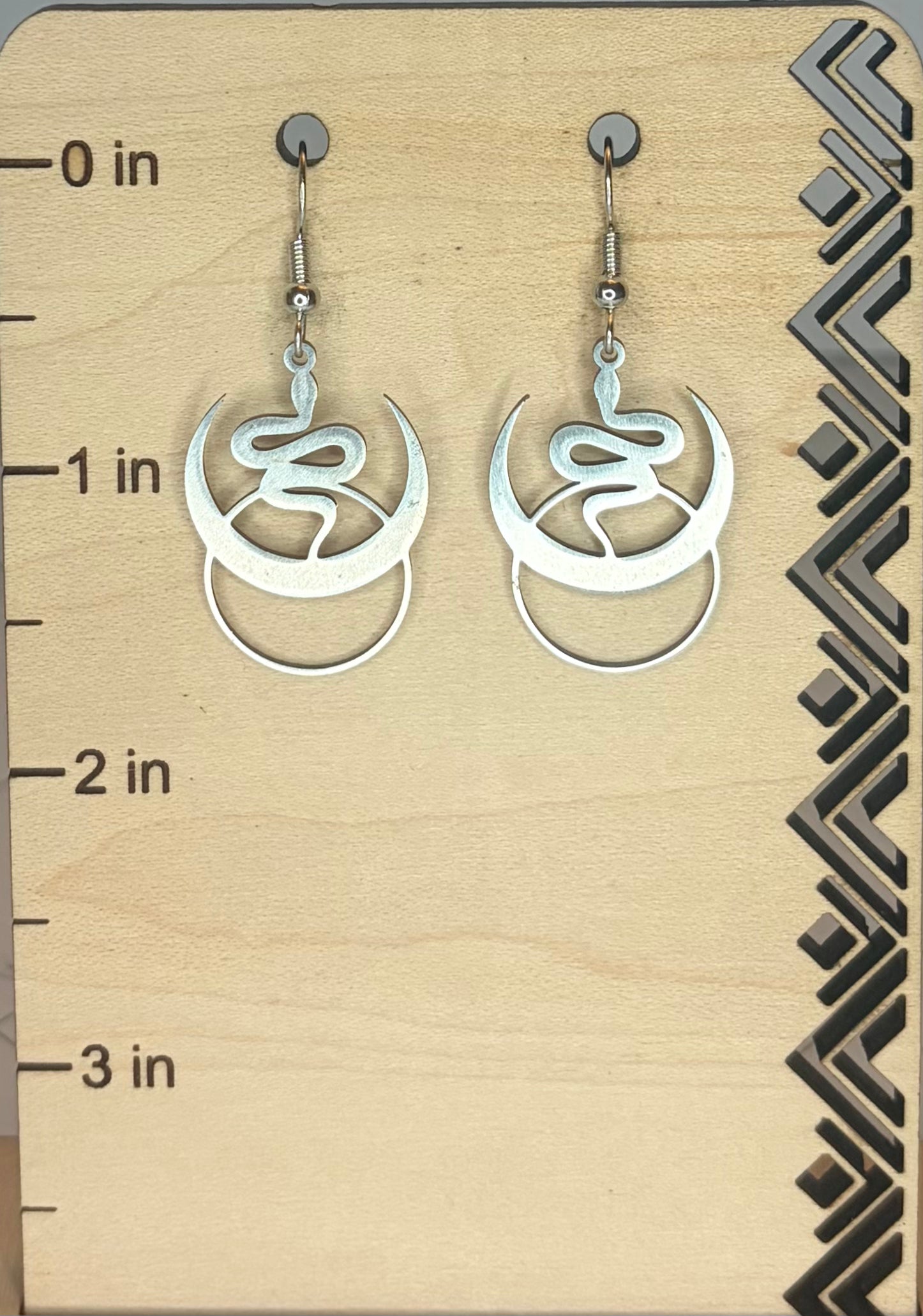 Silver Snake & Crescent Moon Earrings | Gothic Celestial Jewelry | Witchy Statement Earrings