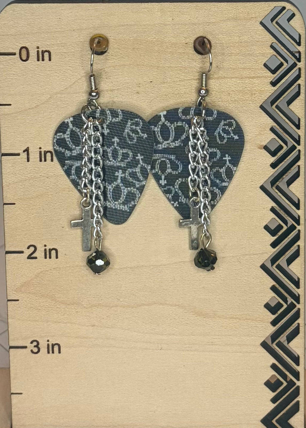 Beaded Guitar Pick Earrings | Stainless Steel Jewelry | Music Lover Gift | Guitar Player Earrings | Rock & Roll Style