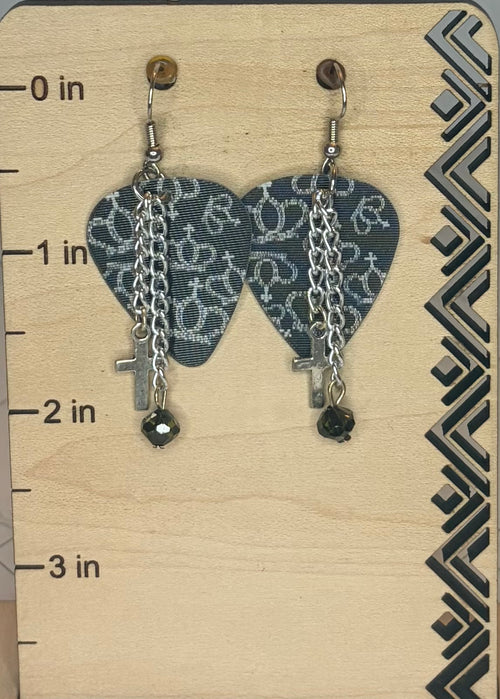 Beaded Guitar Pick Earrings | Stainless Steel Jewelry | Music Lover Gift | Guitar Player Earrings | Rock & Roll Style