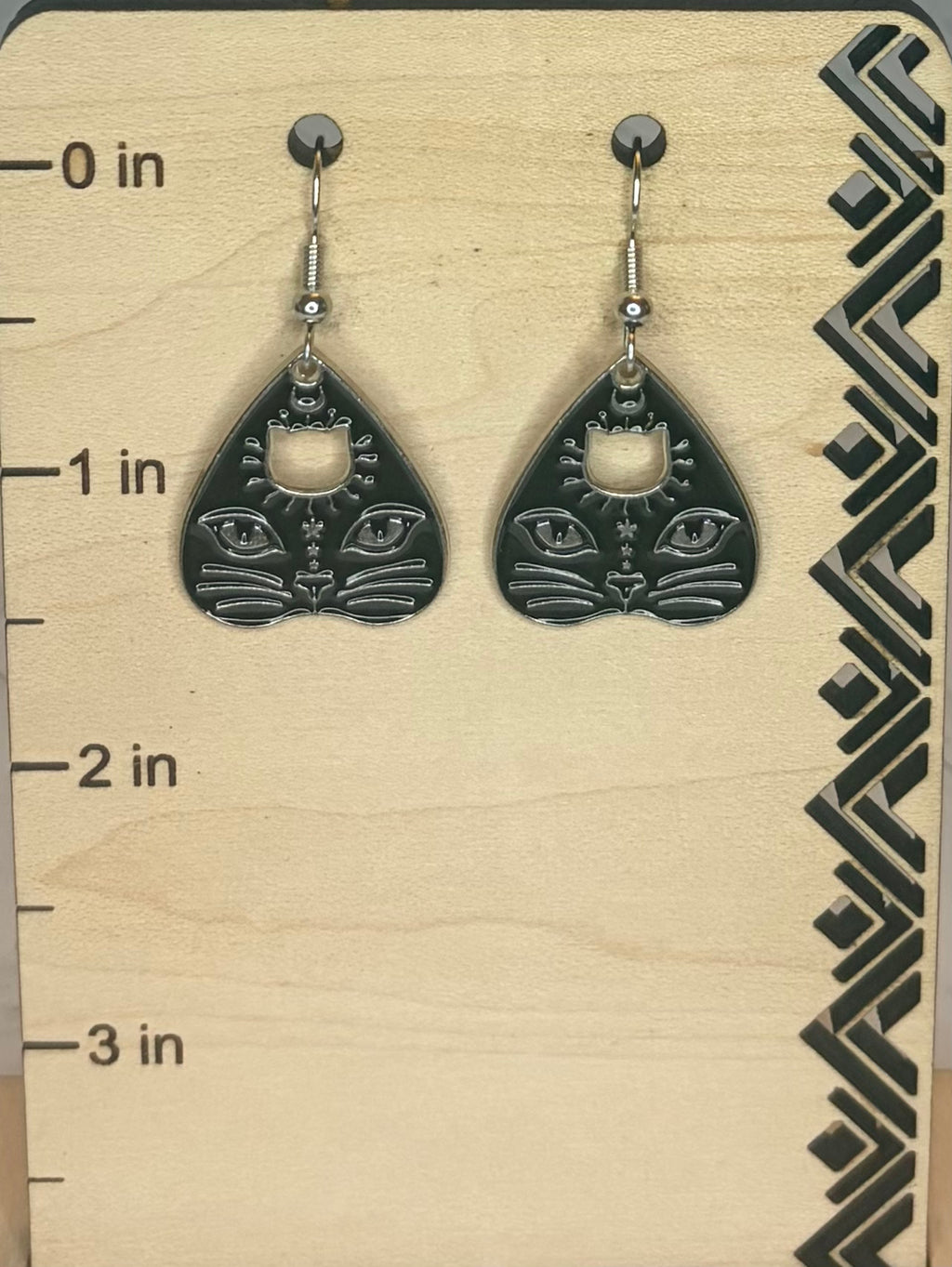 Black Planchette Earrings | Stainless Steel Gothic Earrings | Occult Jewelry | Witchy Statement Earrings | Alternative Gift