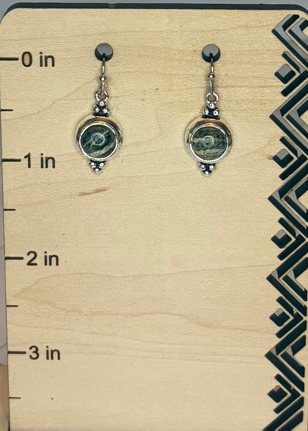 Silver Jasper Stone & Stainless Steel Earrings — Natural Stone Dangle Earrings, Minimalist Jewelry