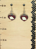 Dark Red Heart & Rose Stainless Steel Earrings | Romantic Gothic Jewelry | Red Heart Earrings | Rose Dangle Earrings | Gift for Her