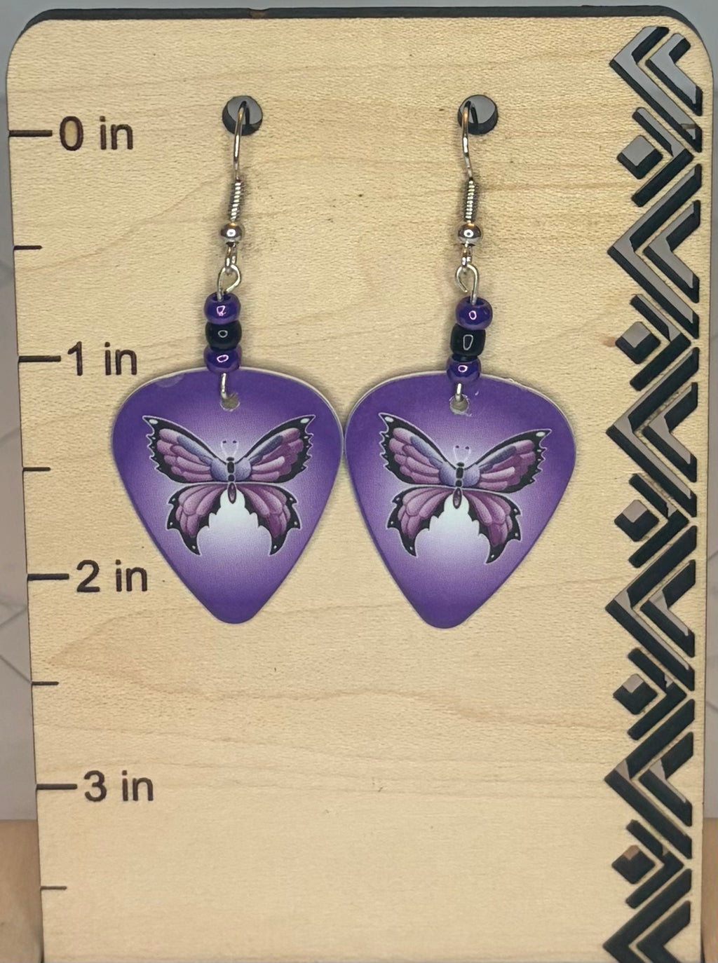 Beaded Guitar Pick Earrings | Stainless Steel Jewelry | Music Lover Gift | Guitar Player Earrings | Rock & Roll Style