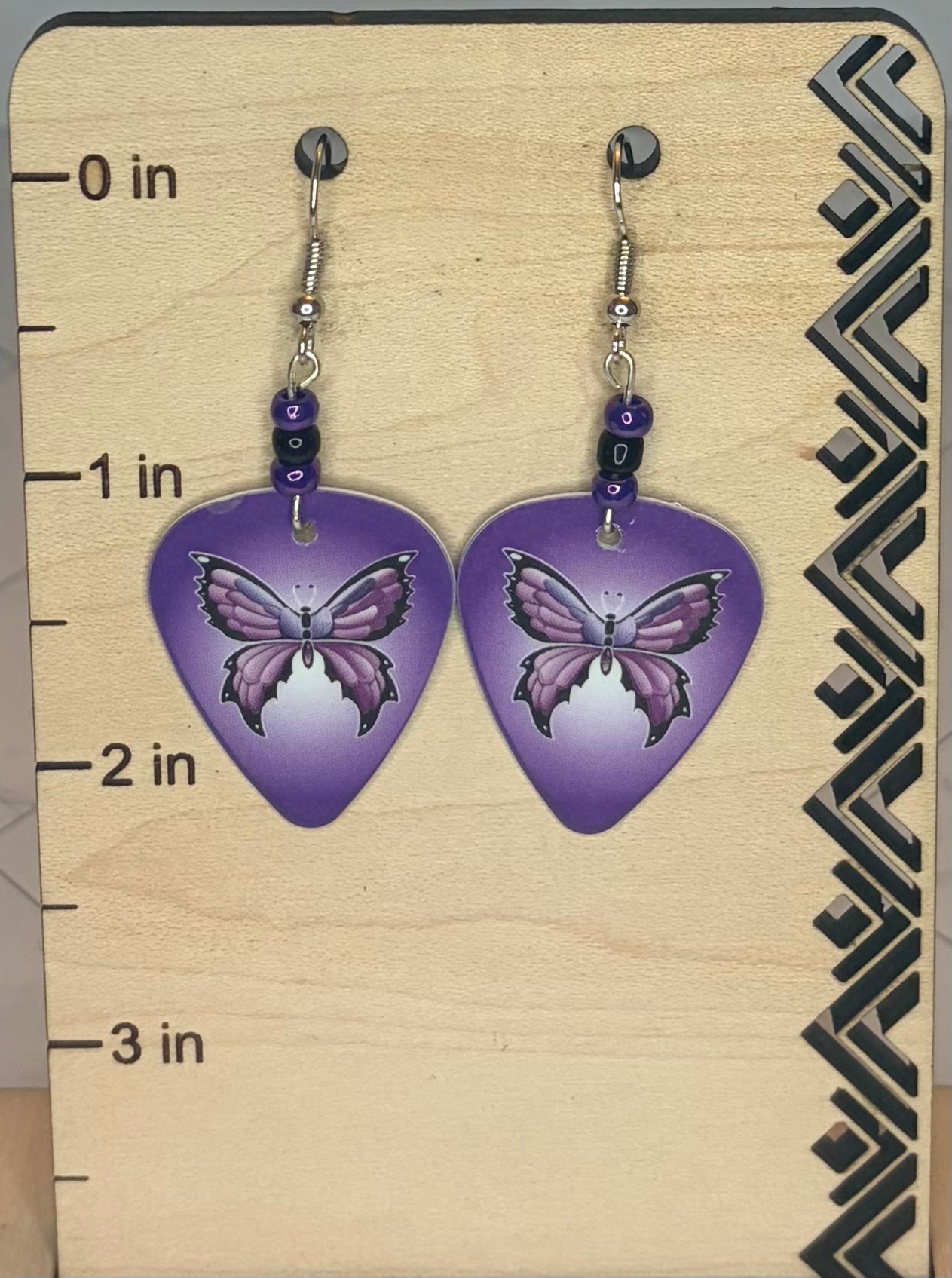 Beaded Guitar Pick Earrings | Stainless Steel Jewelry | Music Lover Gift | Guitar Player Earrings | Rock & Roll Style