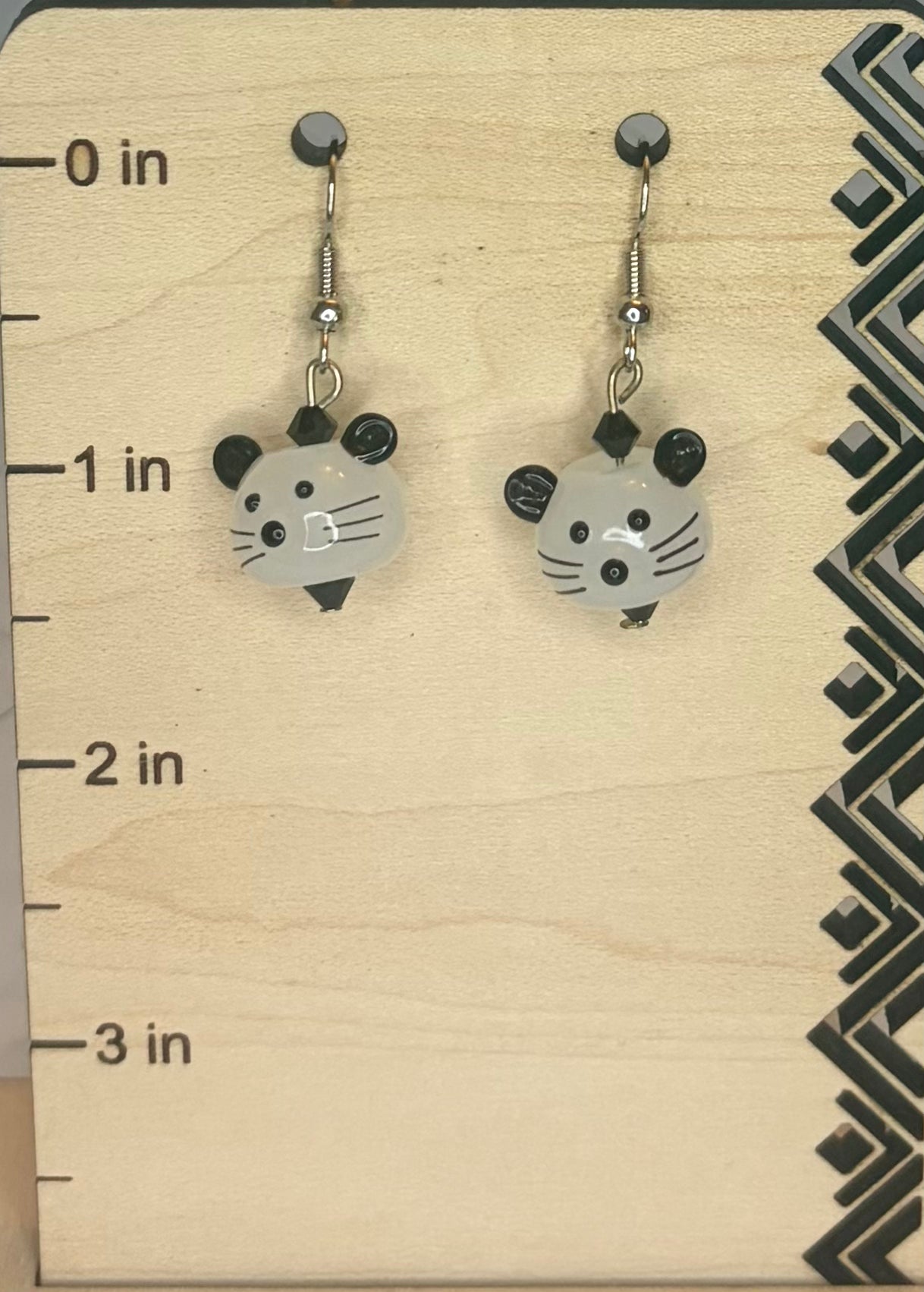 Glass Mouse & Stainless Steel Earrings | Whimsical Handmade Animal Jewelry | Cute Statement Earrings | Gift for Mouse Lovers
