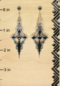 Large Silver & Black Dagger Cross Earrings | Stainless Steel Gothic Statement Earrings | Alternative Jewelry | Dark Cross Drop Earrings