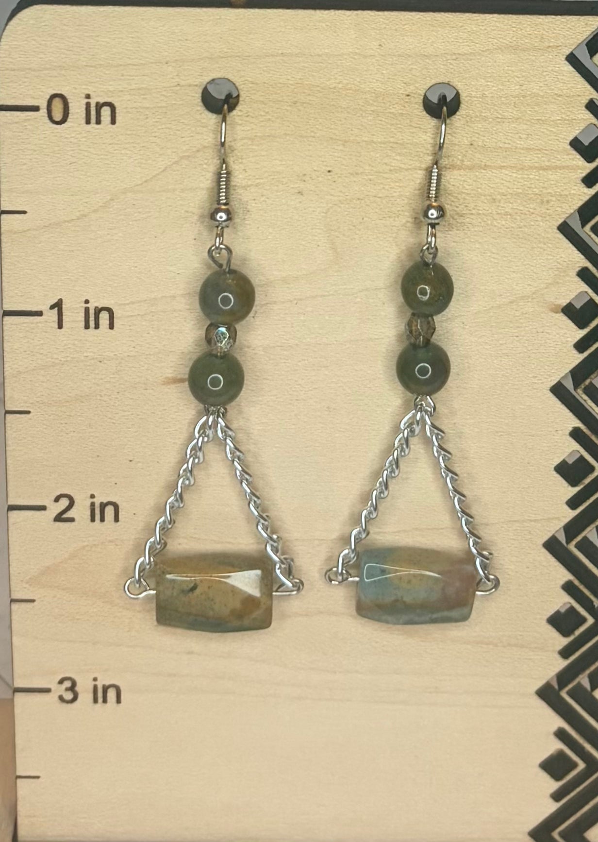 Silver Stainless Steel & Jasper Earrings — Handmade Statement Jewelry