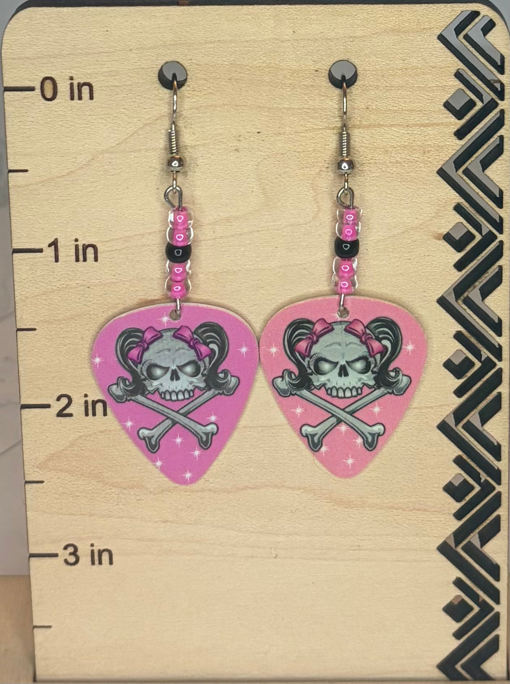 Beaded Guitar Pick Earrings | Stainless Steel Jewelry | Music Lover Gift | Guitar Player Earrings | Rock & Roll Style