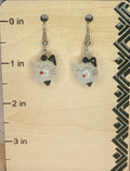 Glass Cat & Stainless Steel Earrings — Cute Cat Lover Jewelry, Handmade Animal Earrings, Gift for Cat Mom